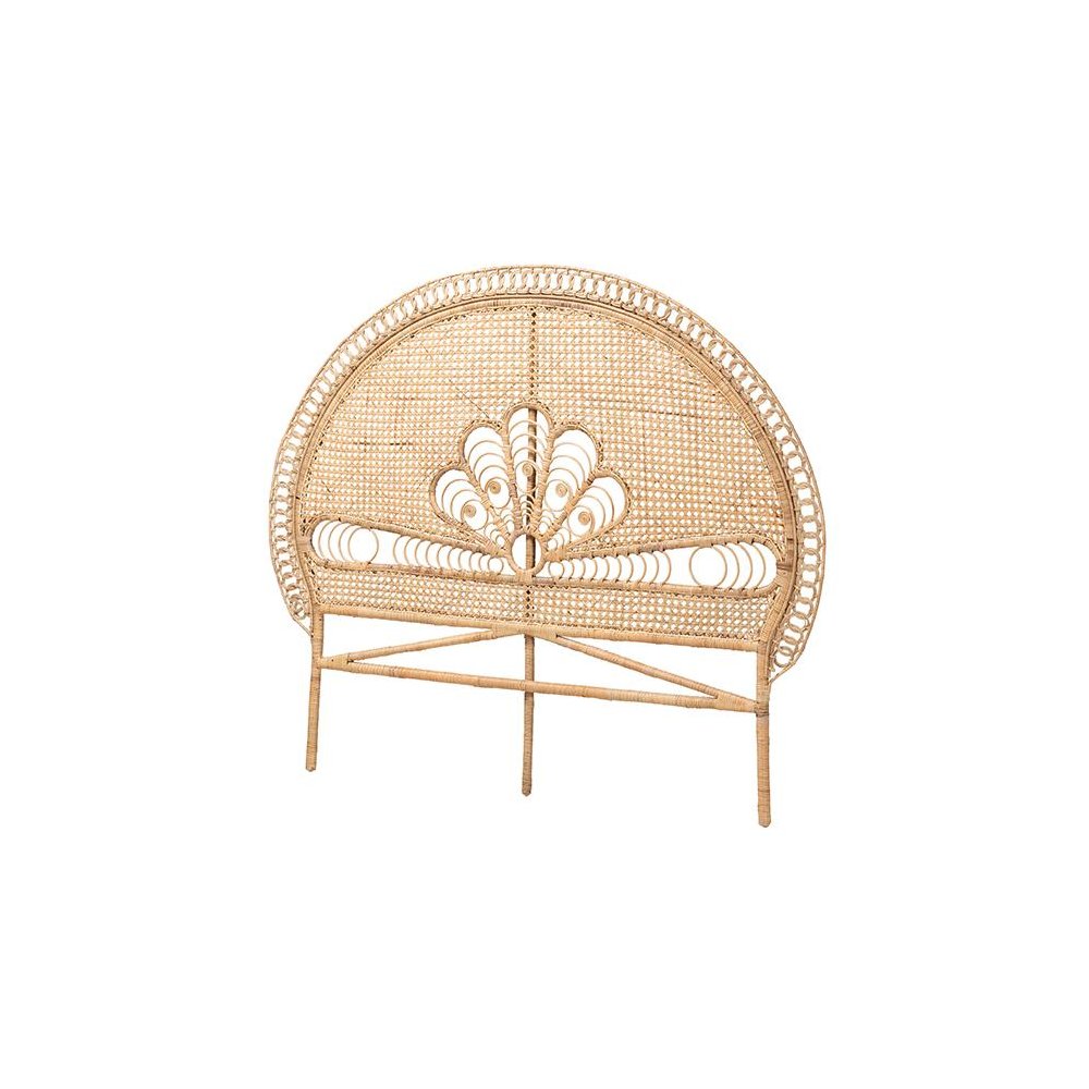 Bohemian Natural Brown Rattan Queen Size Standalone Headboard. Picture 1