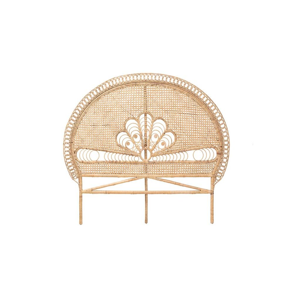 Bohemian Natural Brown Rattan Queen Size Standalone Headboard. Picture 2