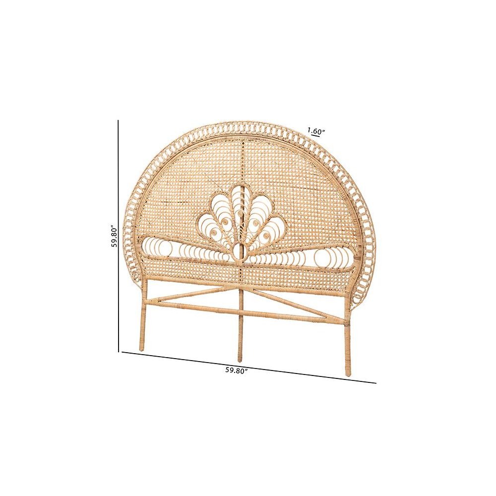 Bohemian Natural Brown Rattan Queen Size Standalone Headboard. Picture 8