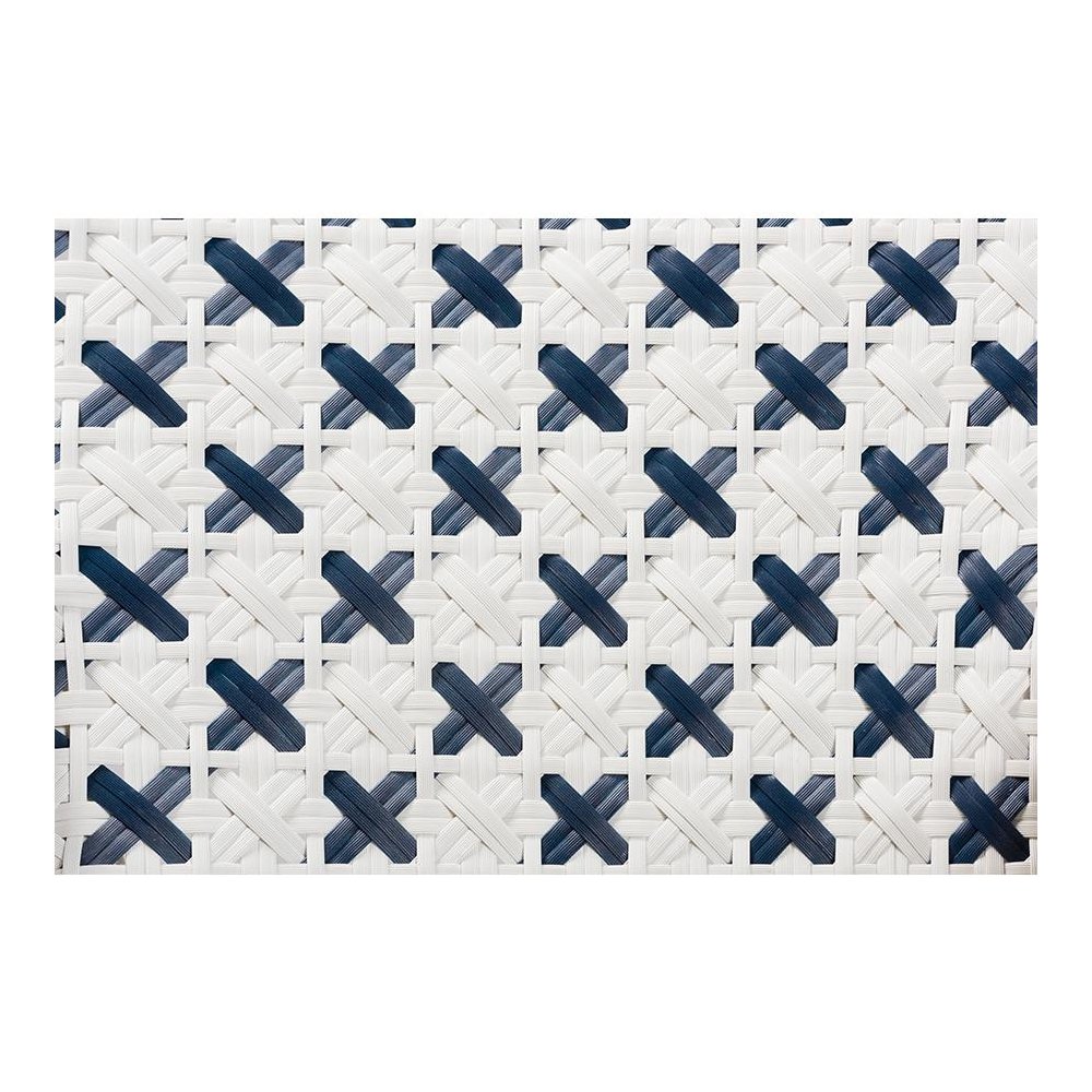 French Blue and White Weaving and Natural Rattan Bistro Chair. Picture 7