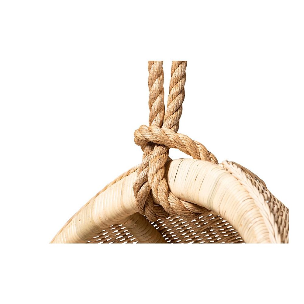 bali & pari Umika Modern Bohemian Natural Brown Rattan Hanging Chair. Picture 4