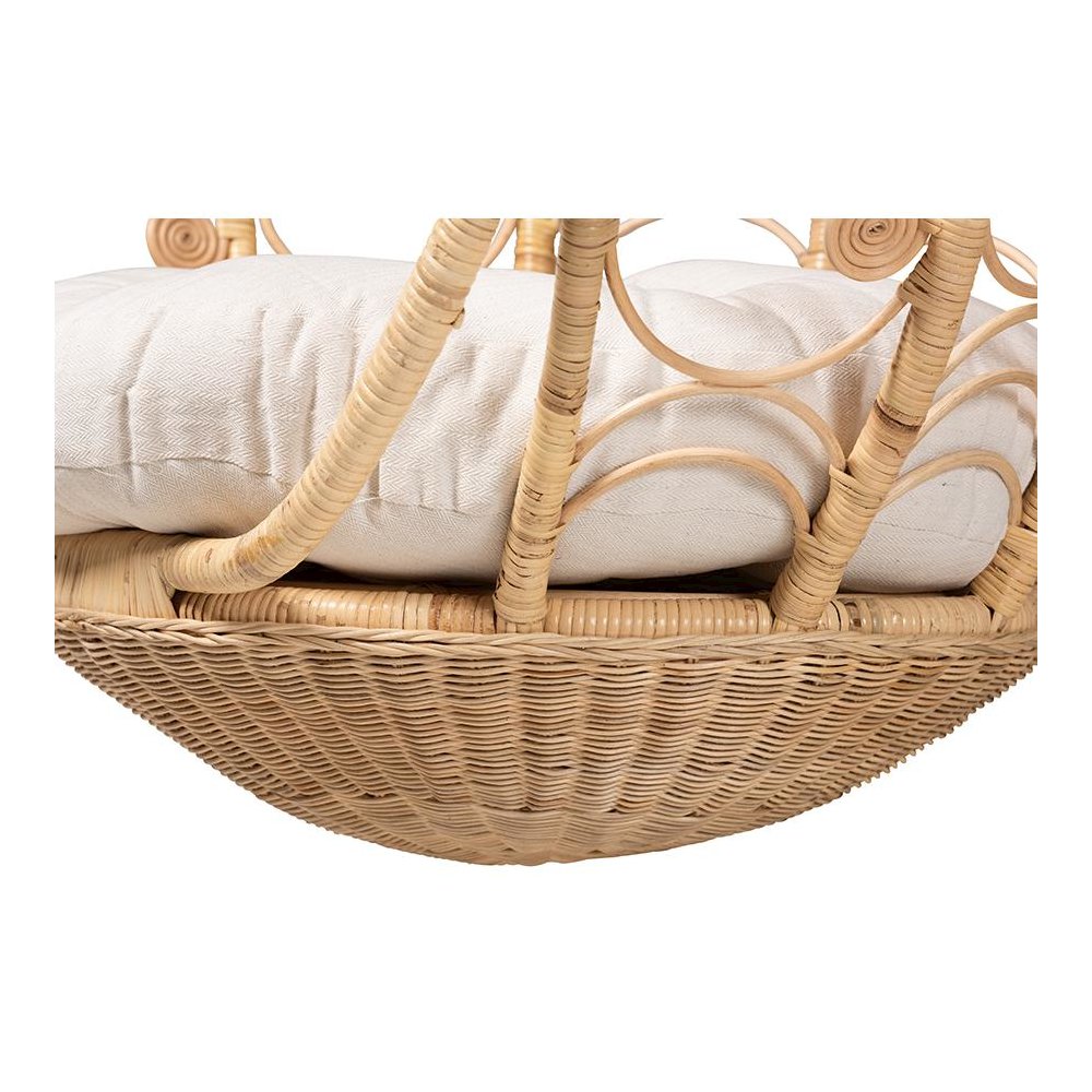 bali & pari Umika Modern Bohemian Natural Brown Rattan Hanging Chair. Picture 5