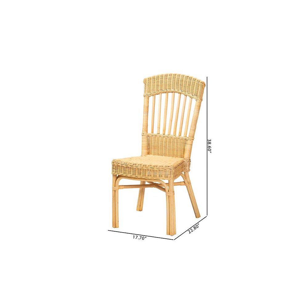 bali & pari Barito Modern Bohemian Natural Brown Rattan Dining Chair. Picture 10