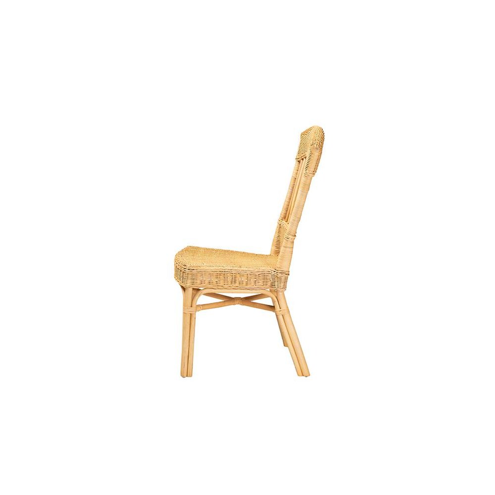 bali & pari Barito Modern Bohemian Natural Brown Rattan Dining Chair. Picture 3