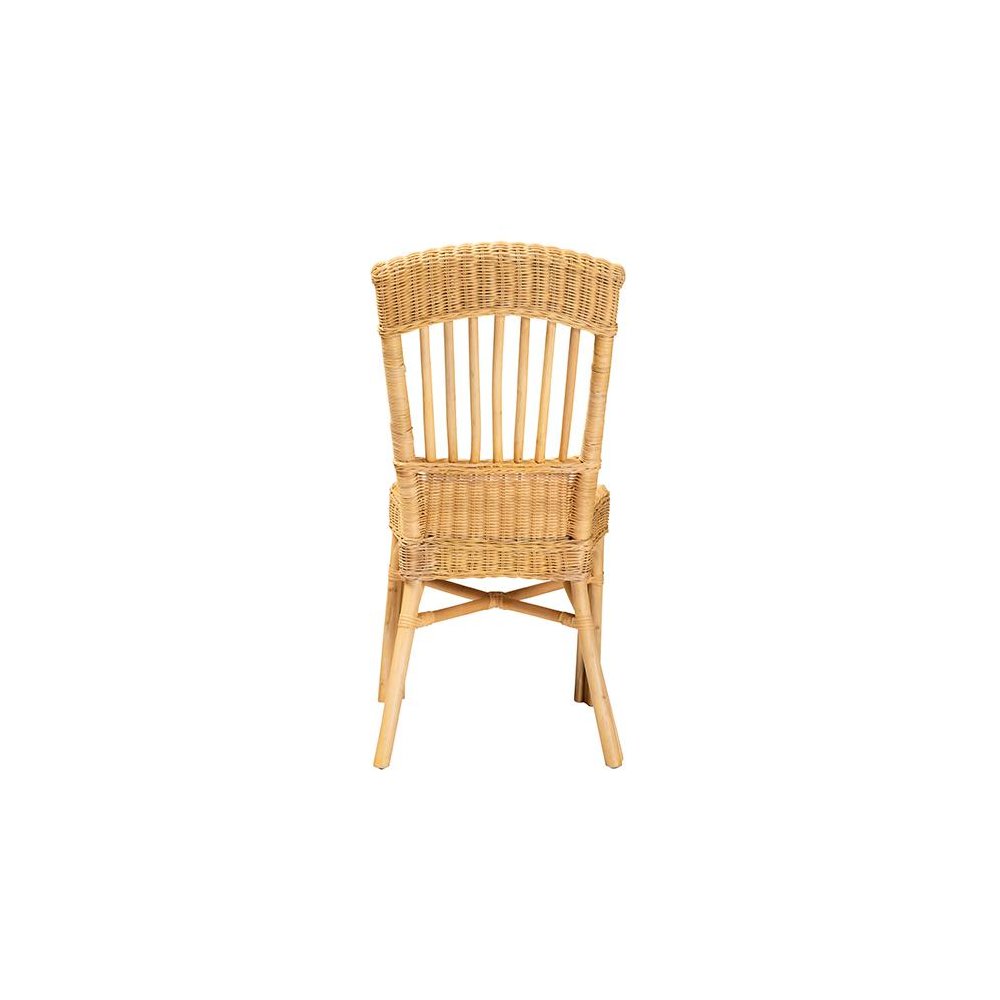 bali & pari Barito Modern Bohemian Natural Brown Rattan Dining Chair. Picture 4
