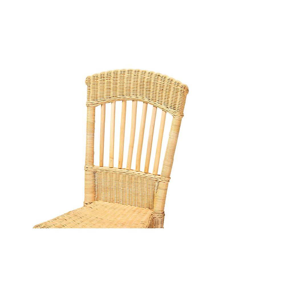 bali & pari Barito Modern Bohemian Natural Brown Rattan Dining Chair. Picture 5