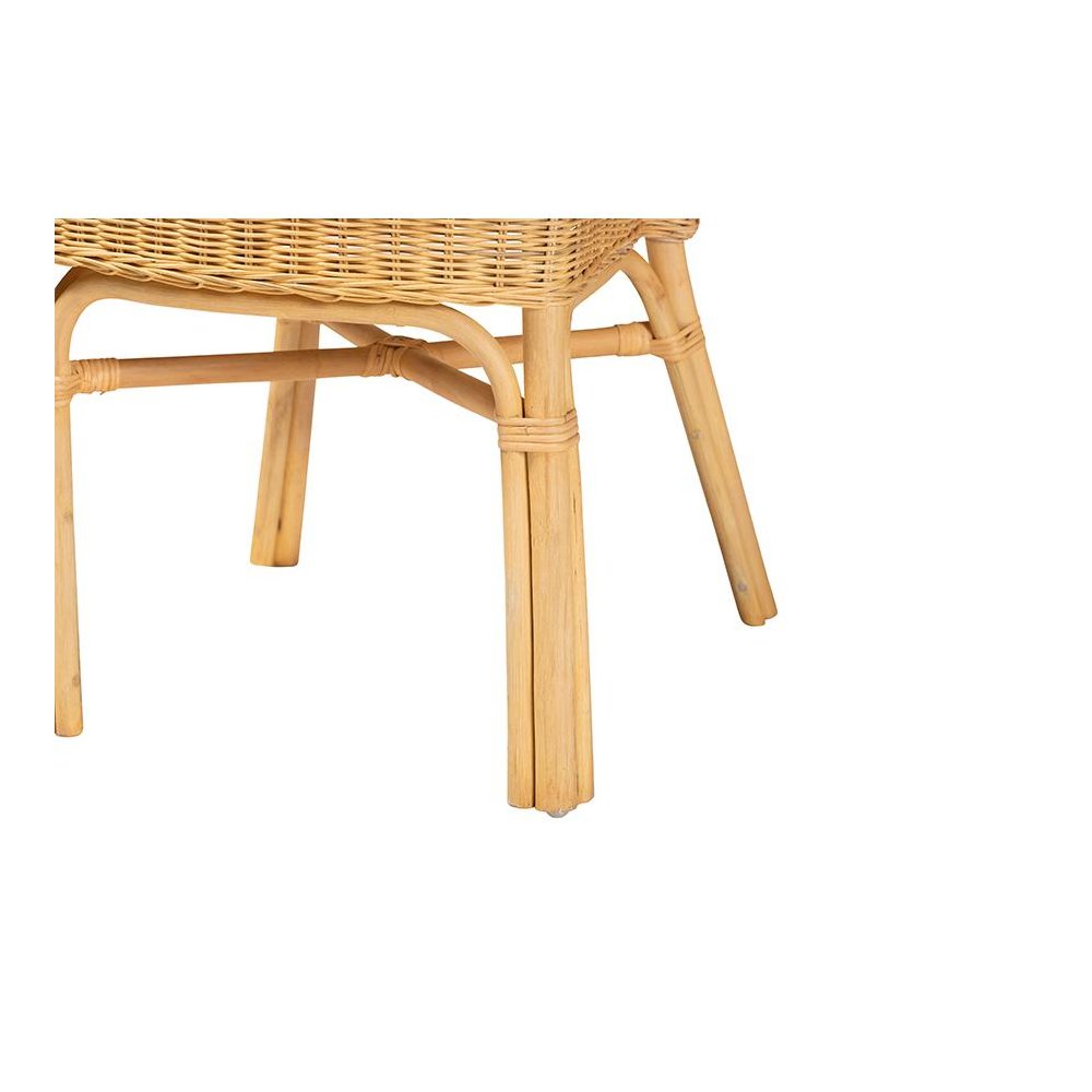 bali & pari Barito Modern Bohemian Natural Brown Rattan Dining Chair. Picture 6