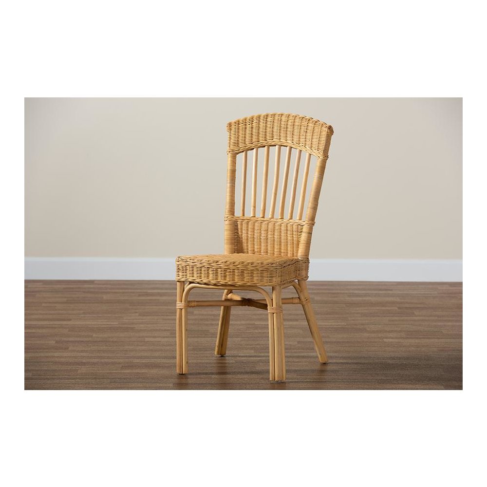 bali & pari Barito Modern Bohemian Natural Brown Rattan Dining Chair. Picture 9