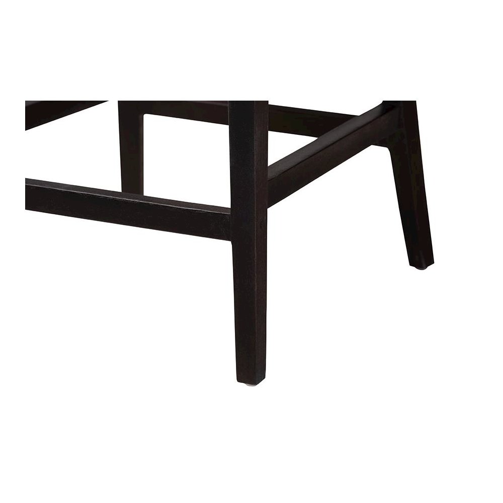 Bohemian Dark Brown Mahogany Wood and Natural Rattan Counter Stool. Picture 6