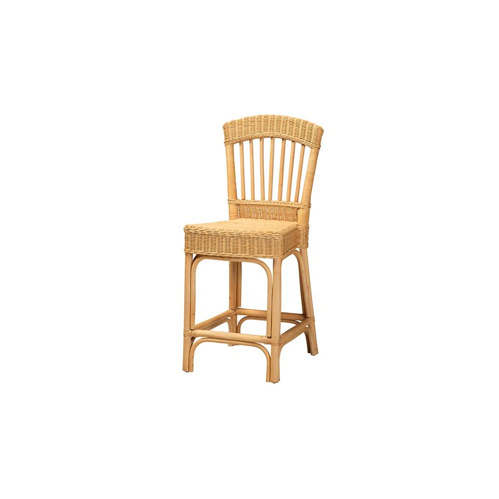 bali & pari Barito Modern Bohemian Natural Rattan Counter Stool. Picture 1