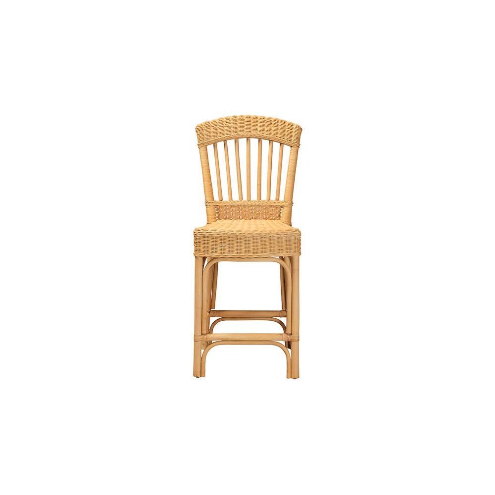 bali & pari Barito Modern Bohemian Natural Rattan Counter Stool. Picture 2
