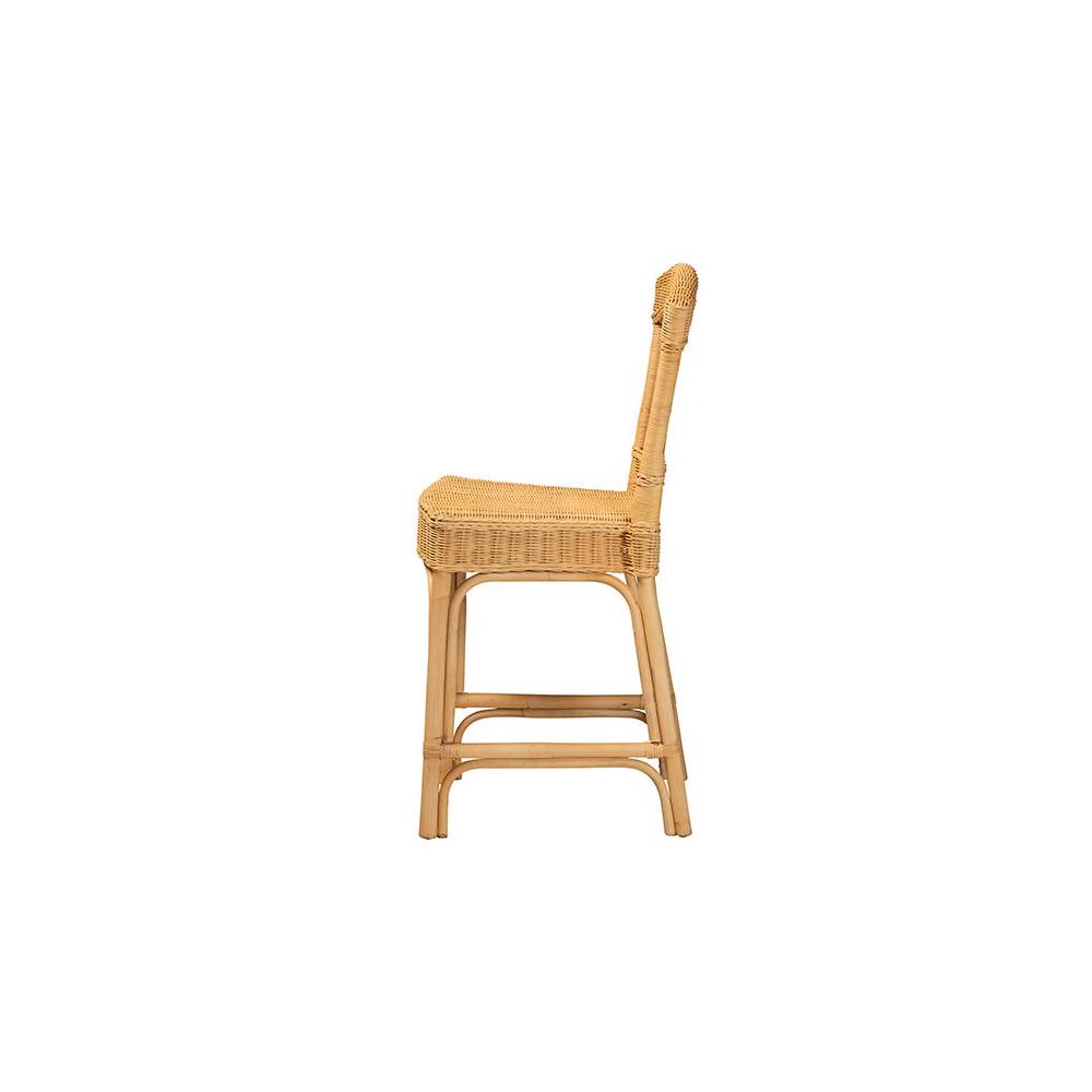 bali & pari Barito Modern Bohemian Natural Rattan Counter Stool. Picture 3