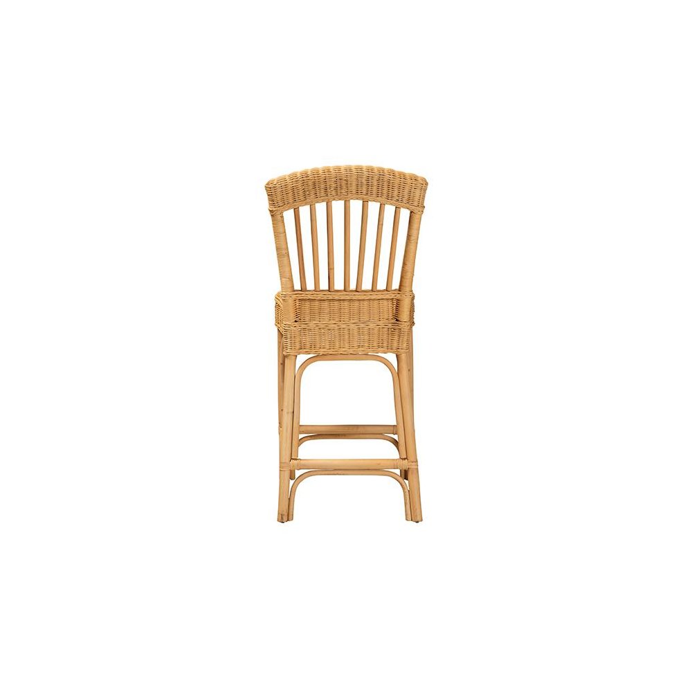bali & pari Barito Modern Bohemian Natural Rattan Counter Stool. Picture 4