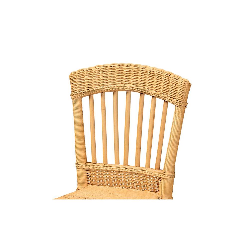 bali & pari Barito Modern Bohemian Natural Rattan Counter Stool. Picture 5