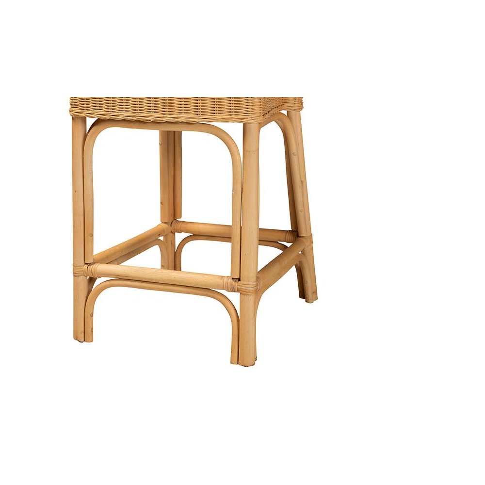 bali & pari Barito Modern Bohemian Natural Rattan Counter Stool. Picture 6