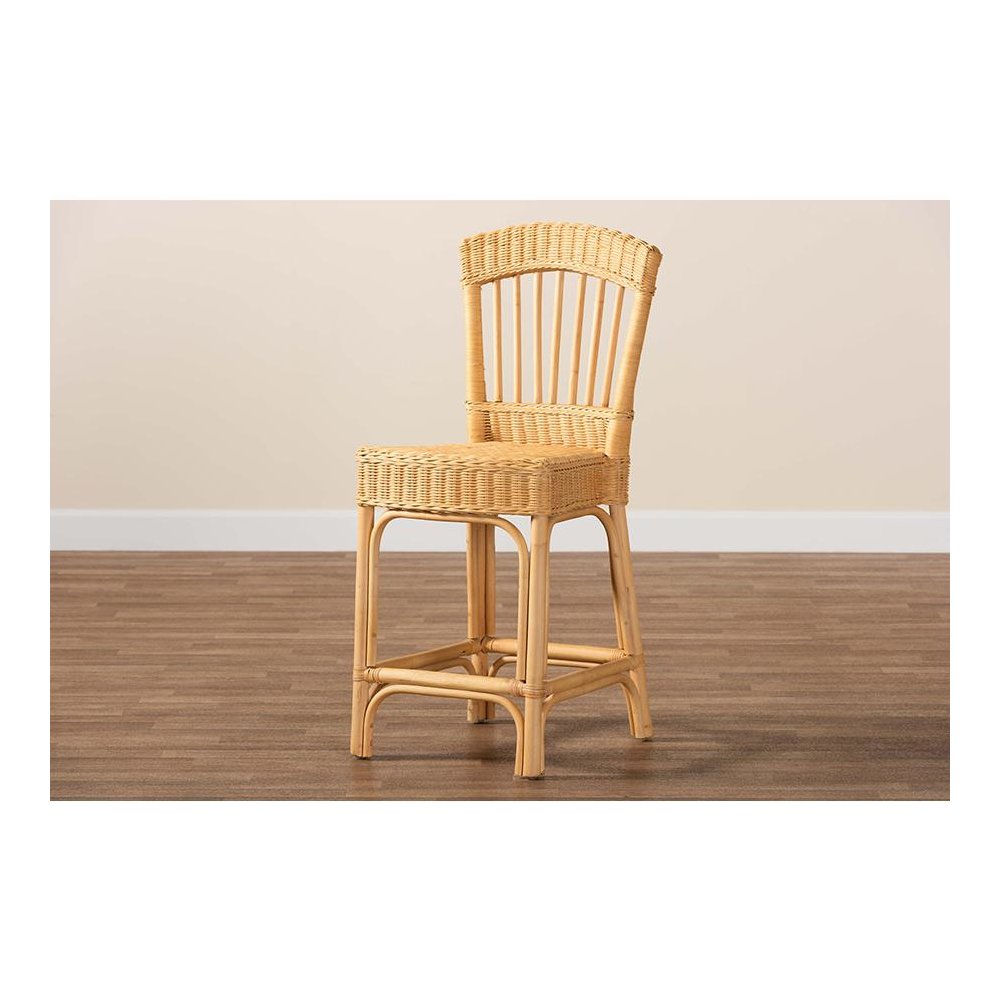 bali & pari Barito Modern Bohemian Natural Rattan Counter Stool. Picture 9
