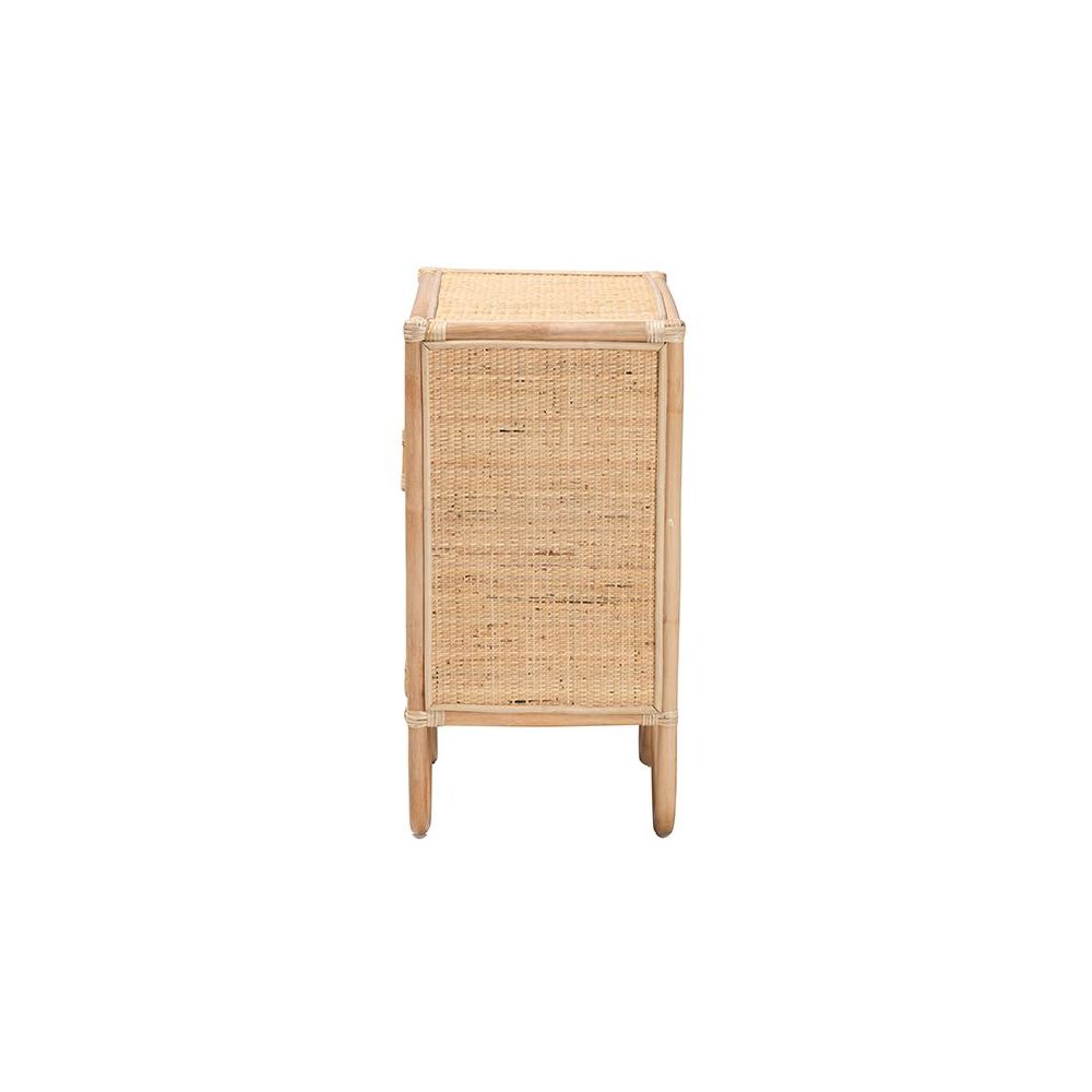 bali & pari Acelin Modern Bohemian Natural Brown Rattan Nightstand. Picture 4
