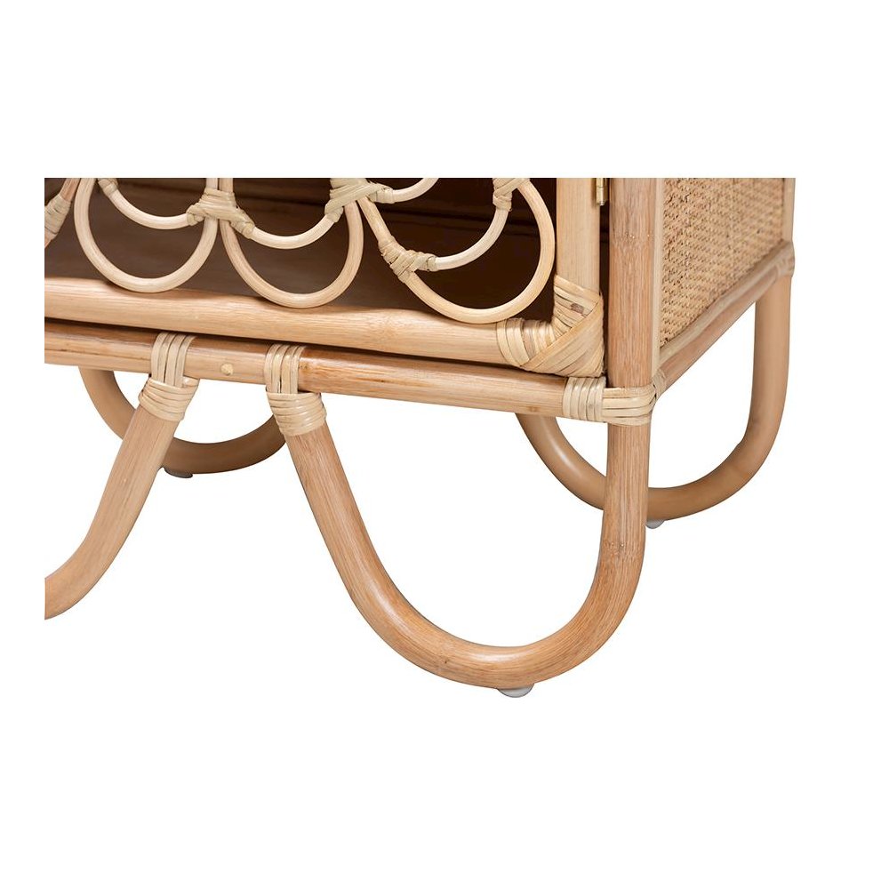 bali & pari Acelin Modern Bohemian Natural Brown Rattan Nightstand. Picture 6