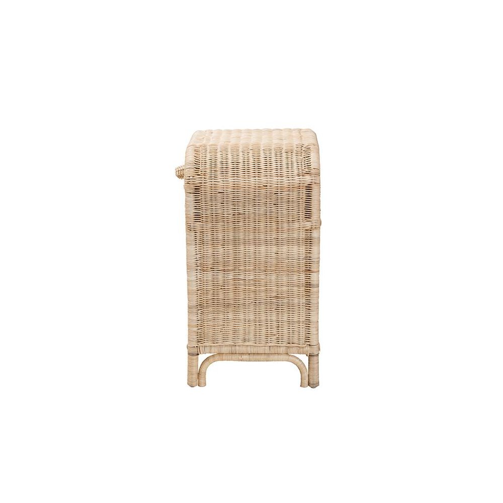 bali & pari Magni Modern Bohemian Natural Brown Rattan 1-Drawer Nightstand. Picture 4