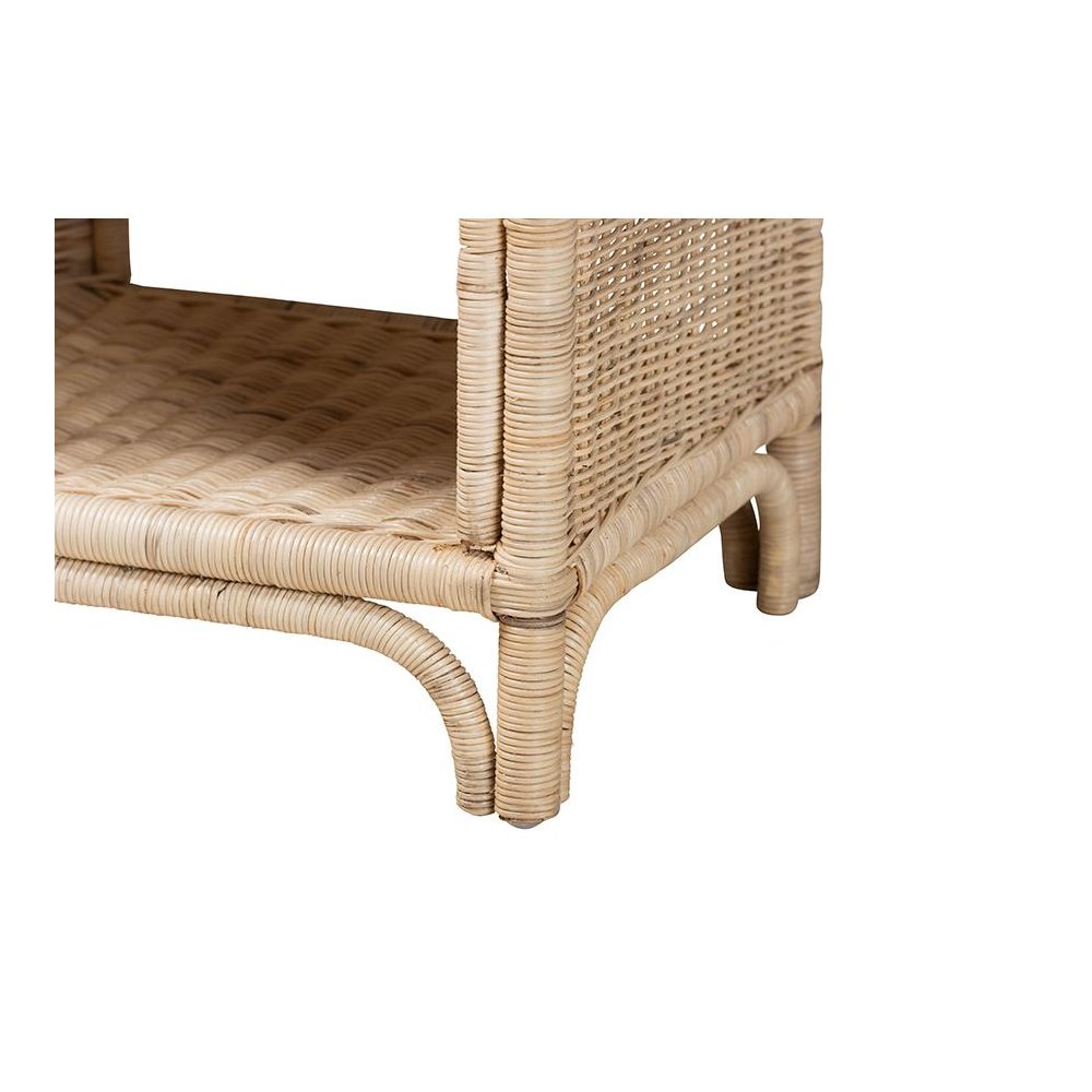 bali & pari Magni Modern Bohemian Natural Brown Rattan 1-Drawer Nightstand. Picture 6