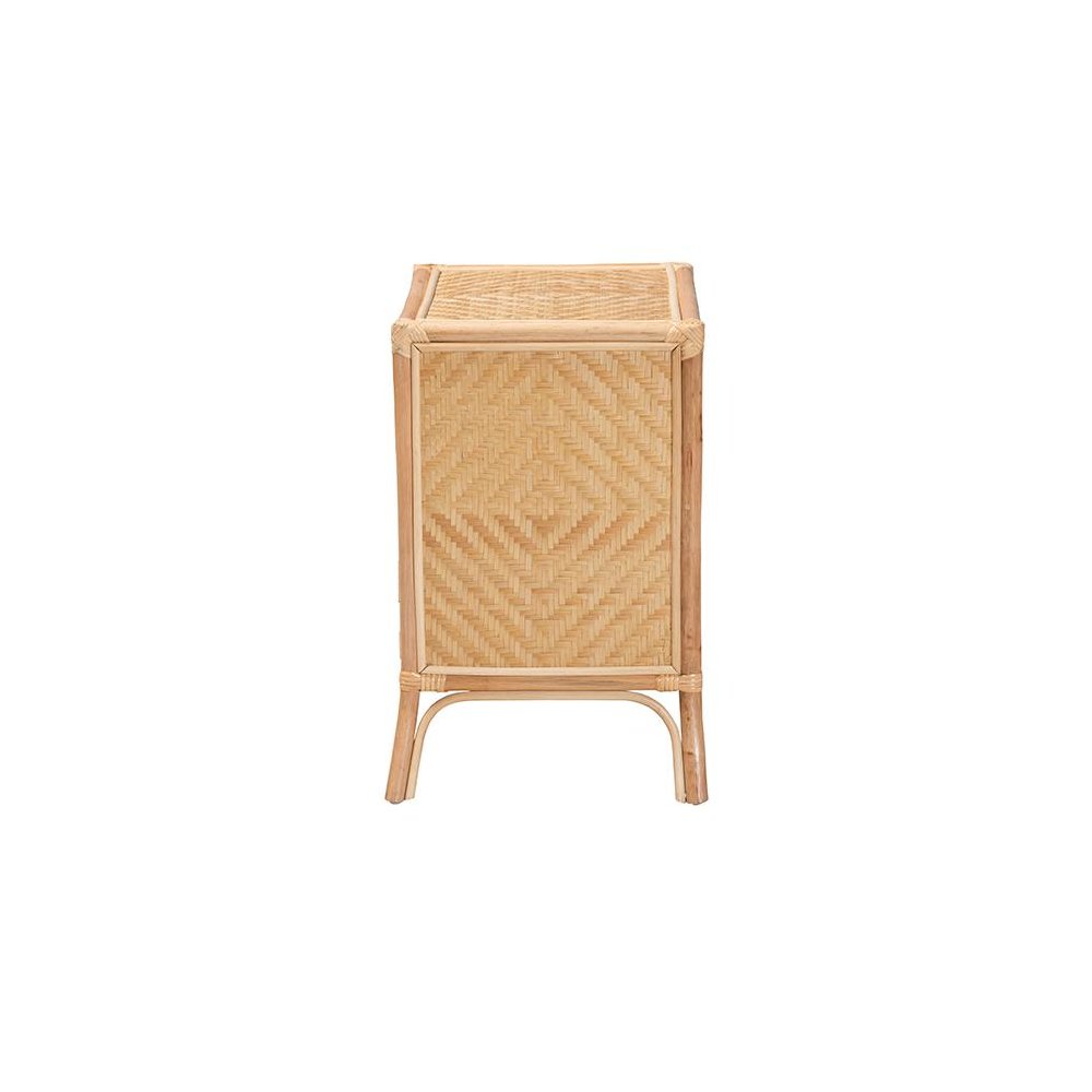 bali & pari Danna Modern Bohemian Natural Brown Rattan Nightstand. Picture 4