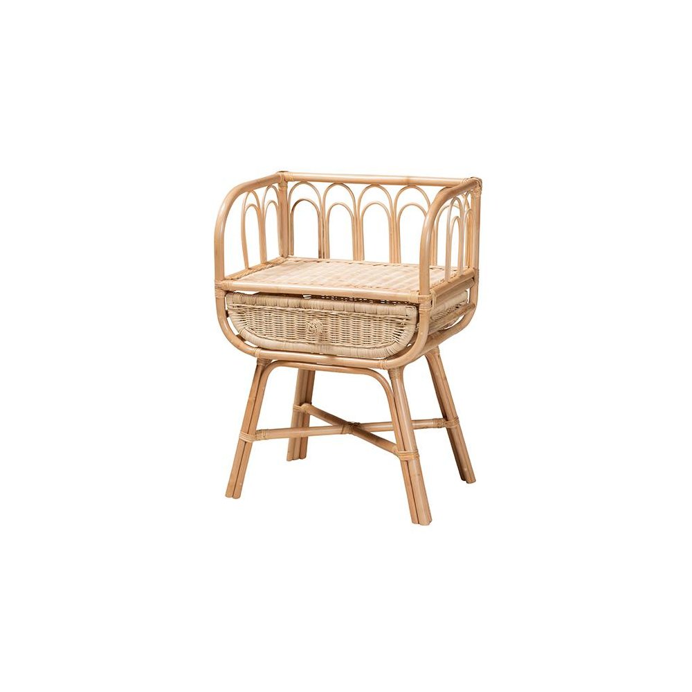 bali & pari Panchali Modern Bohemian Natural Brown Rattan Nightstand. Picture 1