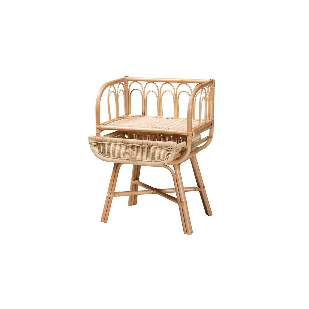 bali & pari Panchali Modern Bohemian Natural Brown Rattan Nightstand. Picture 2