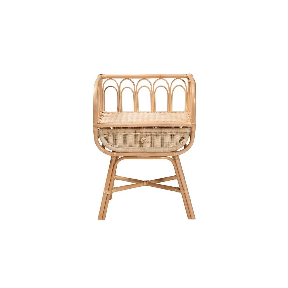 bali & pari Panchali Modern Bohemian Natural Brown Rattan Nightstand. Picture 3