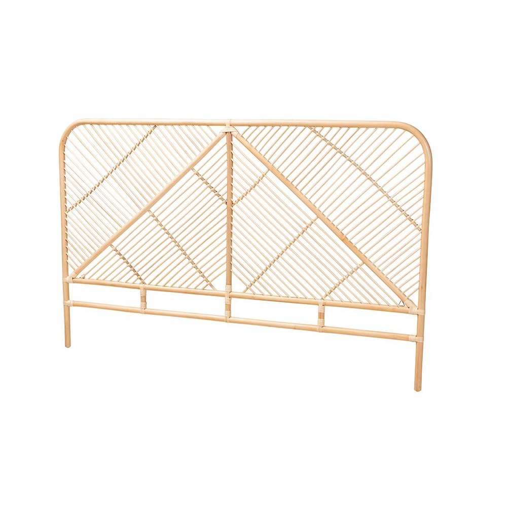 Bohemian Natural Brown Rattan Queen Size Standalone Headboard. Picture 1