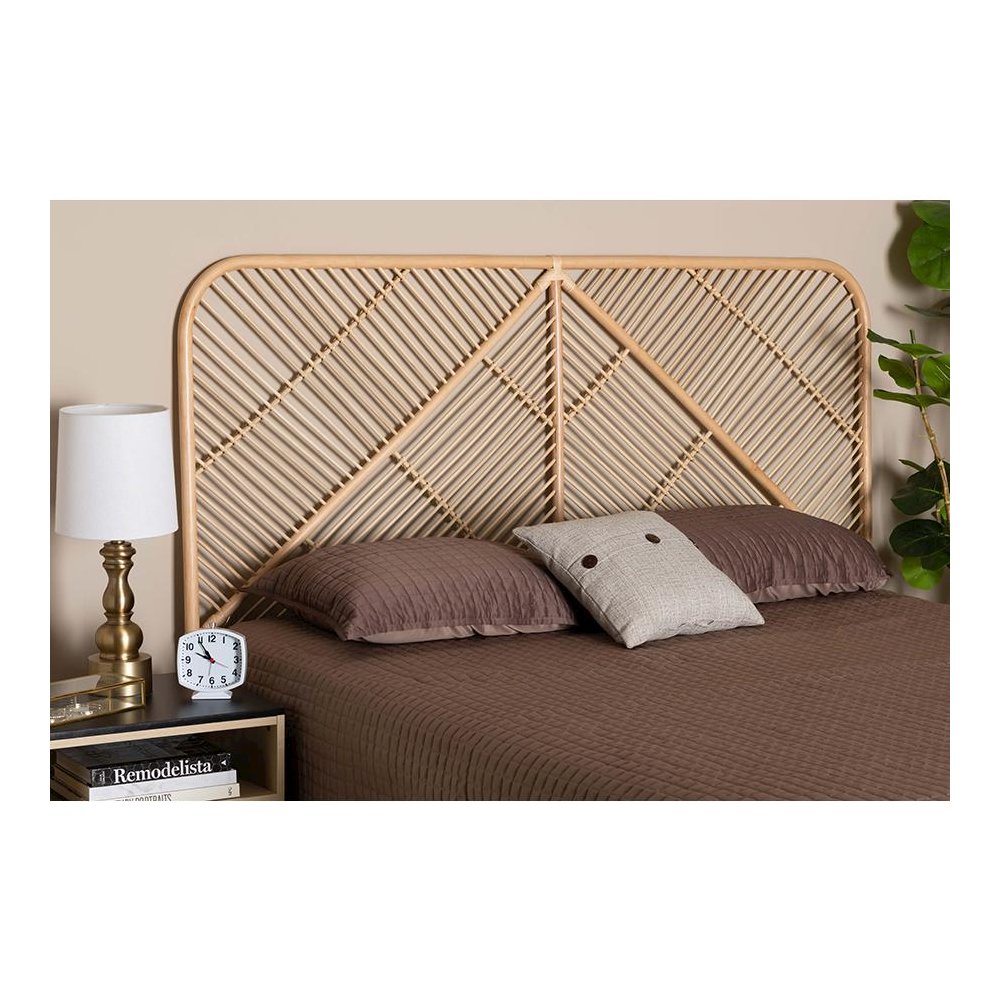 Bohemian Natural Brown Rattan Queen Size Standalone Headboard. Picture 5