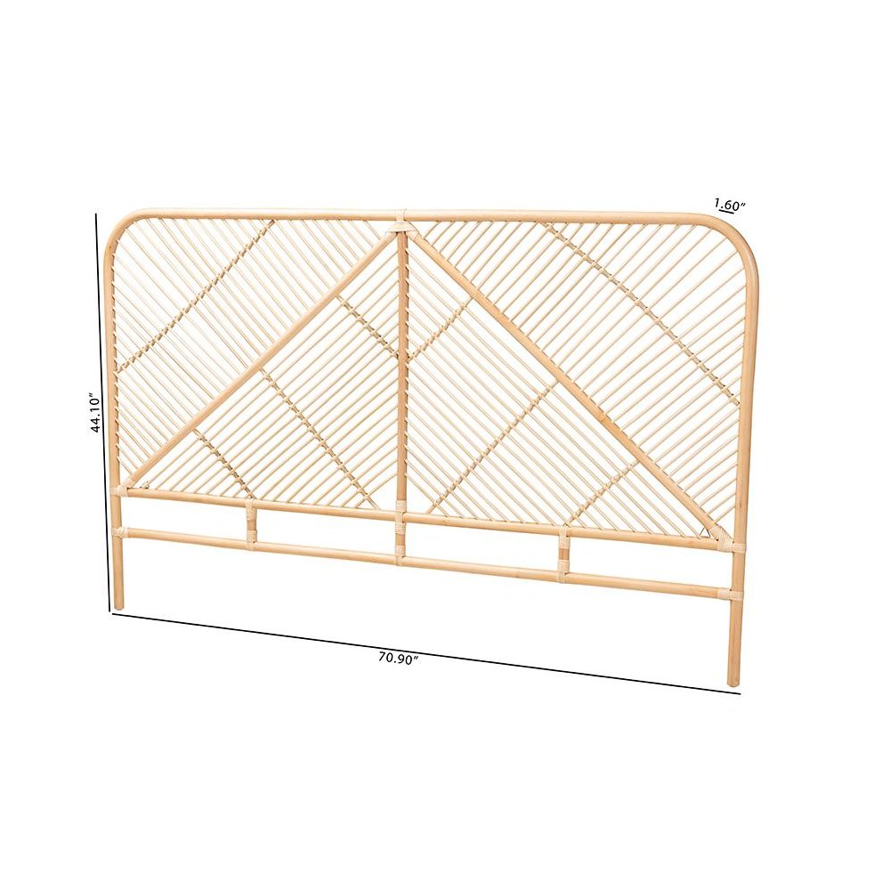 Bohemian Natural Brown Rattan Queen Size Standalone Headboard. Picture 7