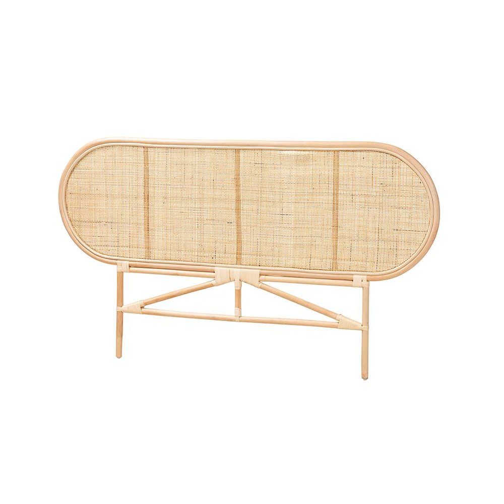 Bohemian Natural Brown Rattan Queen Size Standalone Headboard. Picture 1