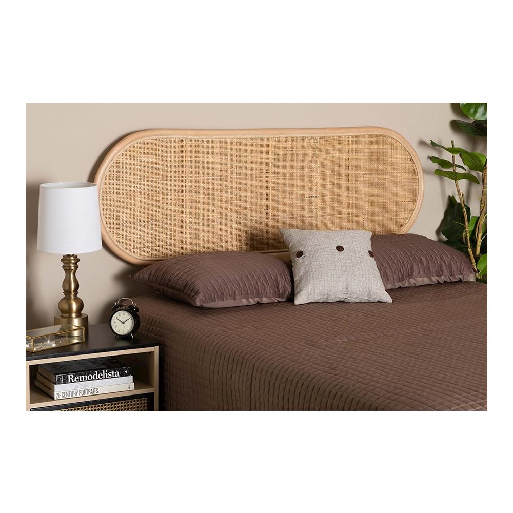 Bohemian Natural Brown Rattan Queen Size Standalone Headboard. Picture 6