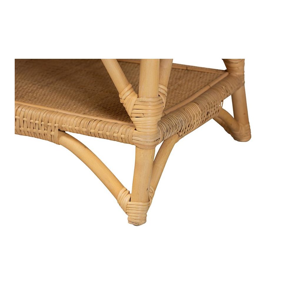 bali & pari Leryn Modern Bohemian Natural Brown Rattan Bench. Picture 6