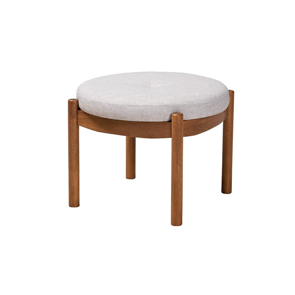 Walnut Brown Finished Wood Ottoman Footstool. Picture 1