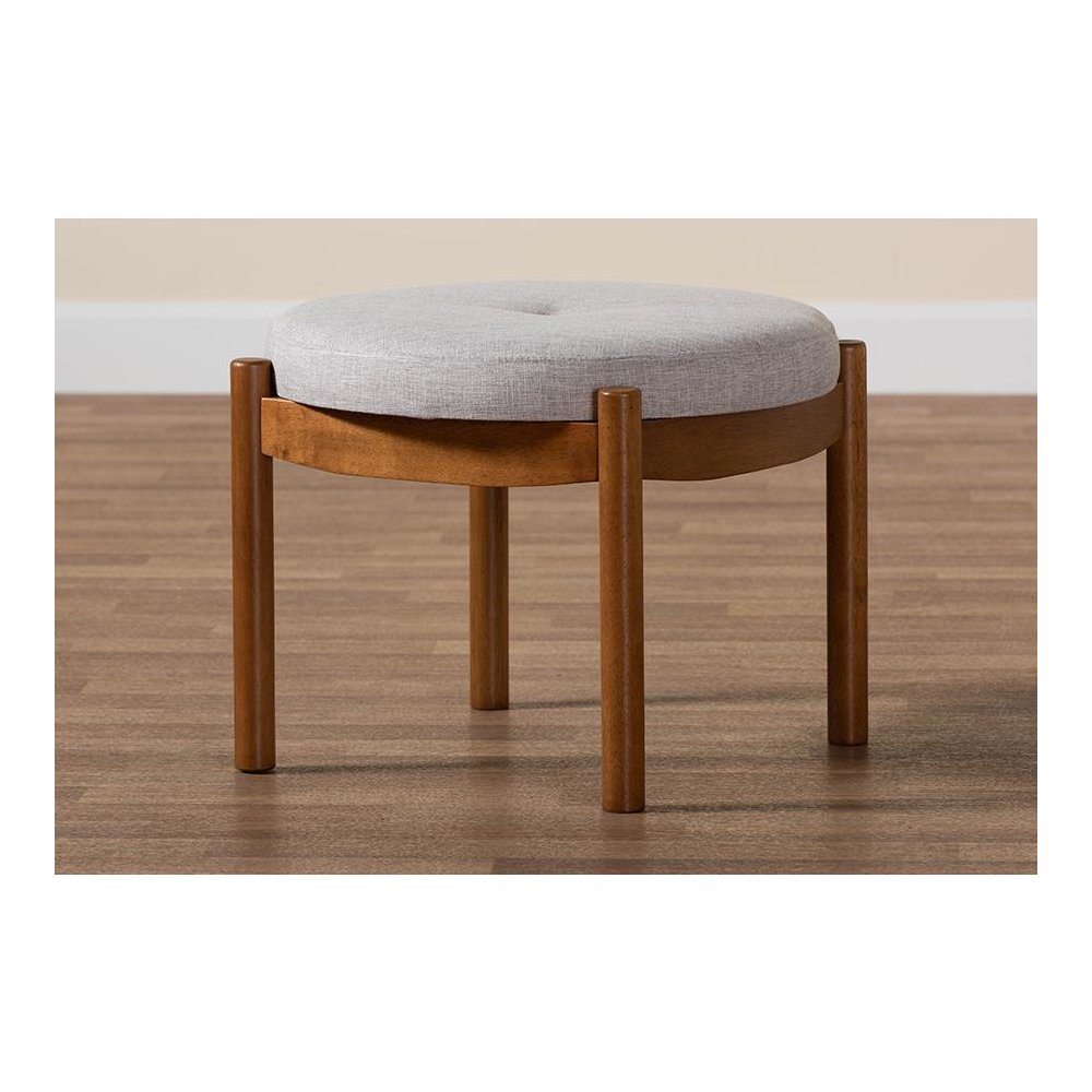 Walnut Brown Finished Wood Ottoman Footstool. Picture 7