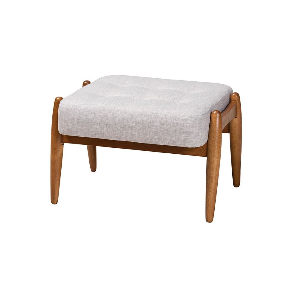 Walnut Brown Finished Wood Ottoman Footstool. Picture 1