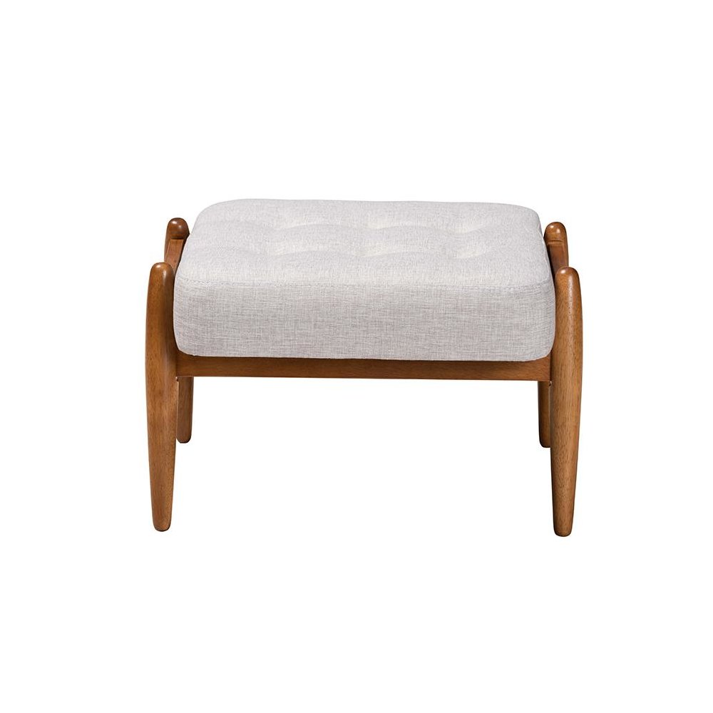 Walnut Brown Finished Wood Ottoman Footstool. Picture 2