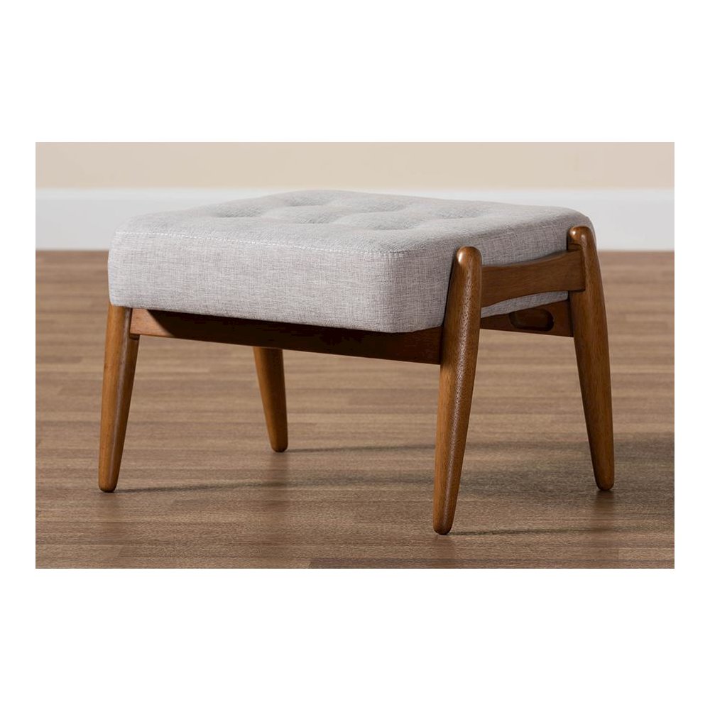 Walnut Brown Finished Wood Ottoman Footstool. Picture 7