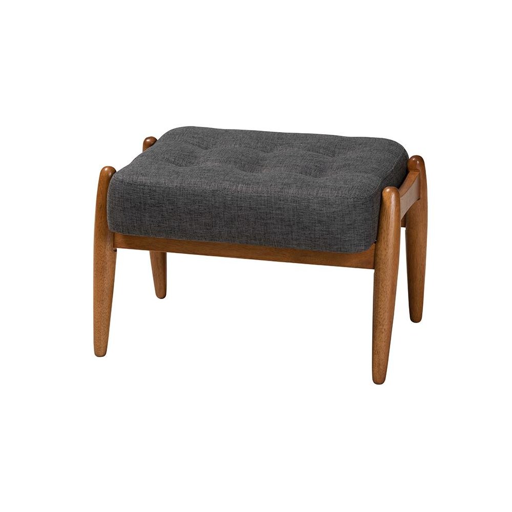 Walnut Brown Finished Wood Ottoman Footstool. Picture 1