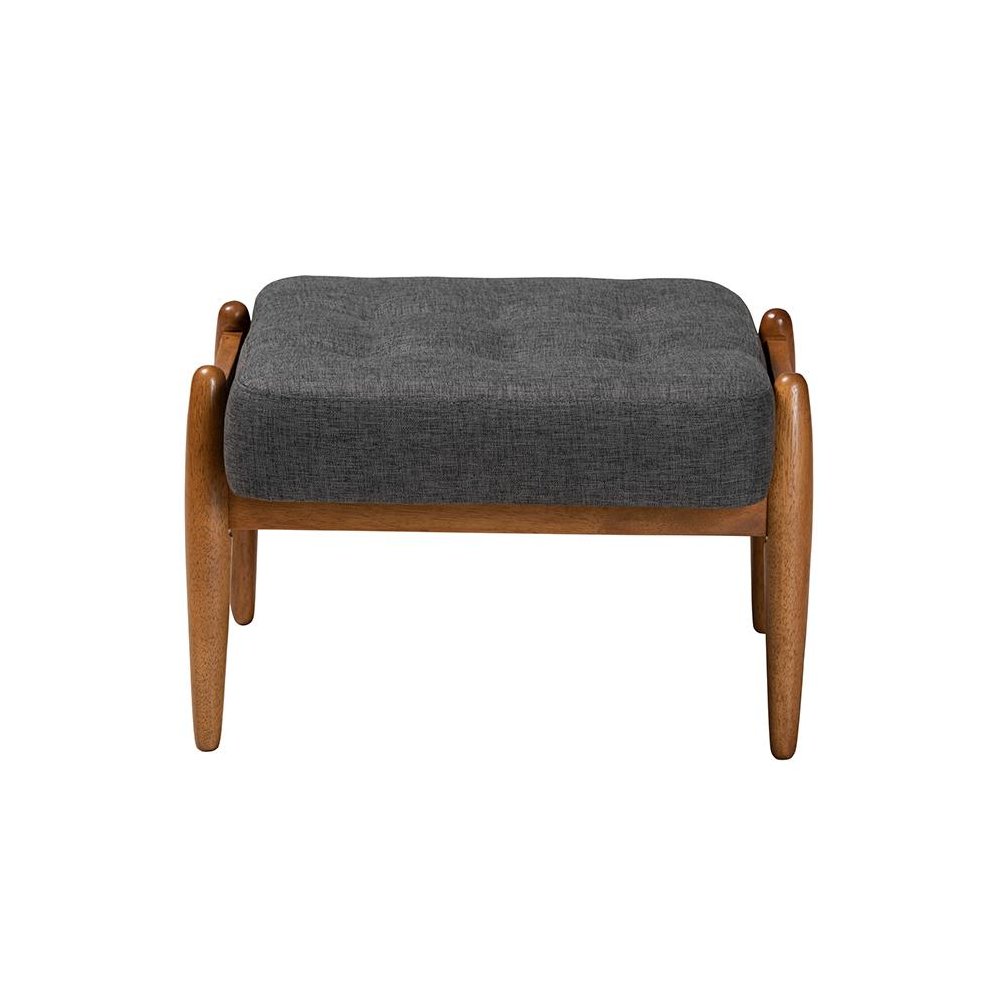 Walnut Brown Finished Wood Ottoman Footstool. Picture 2
