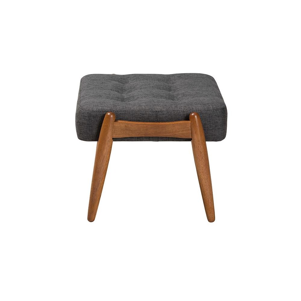 Walnut Brown Finished Wood Ottoman Footstool. Picture 3