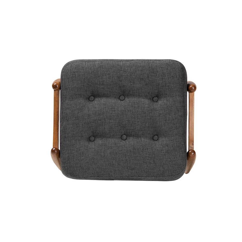 Walnut Brown Finished Wood Ottoman Footstool. Picture 4