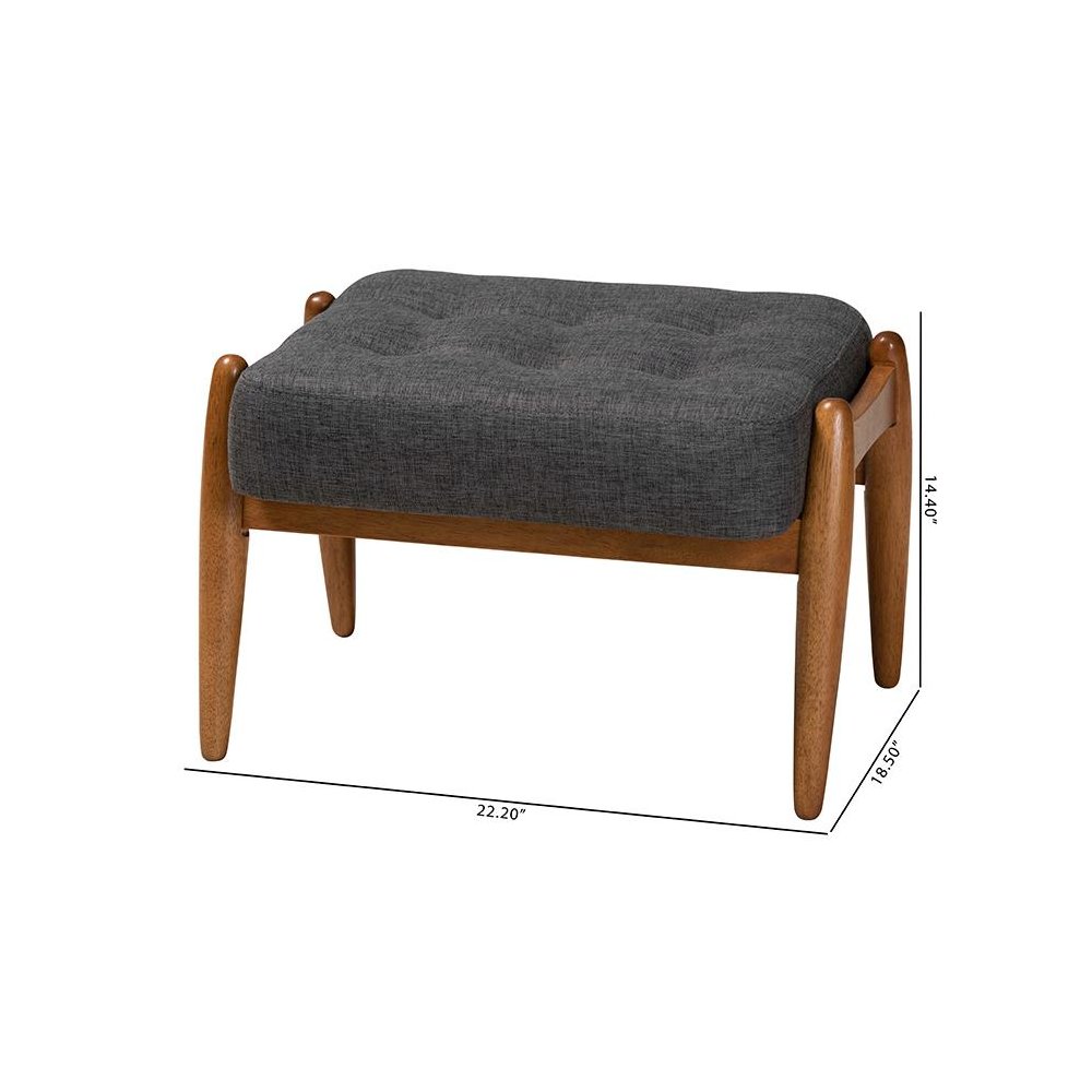 Walnut Brown Finished Wood Ottoman Footstool. Picture 8