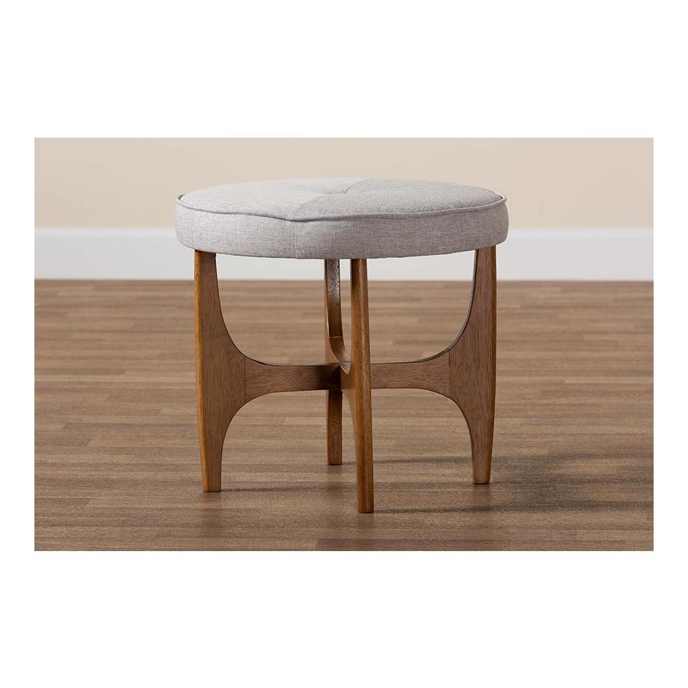 Walnut Brown Finished Wood Ottoman Footstool. Picture 7