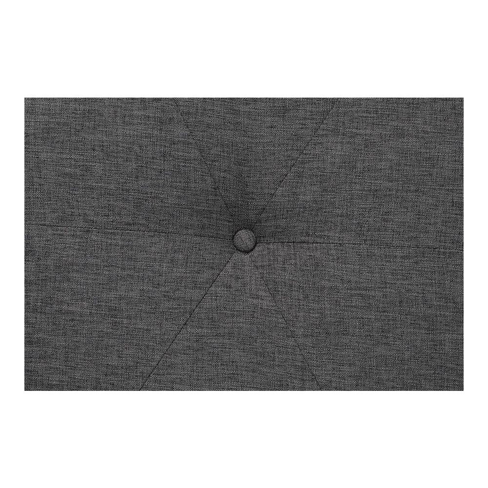 Theo Japandi Dark Grey Fabric and Walnut Brown Finished Wood Ottoman Footstool. Picture 5