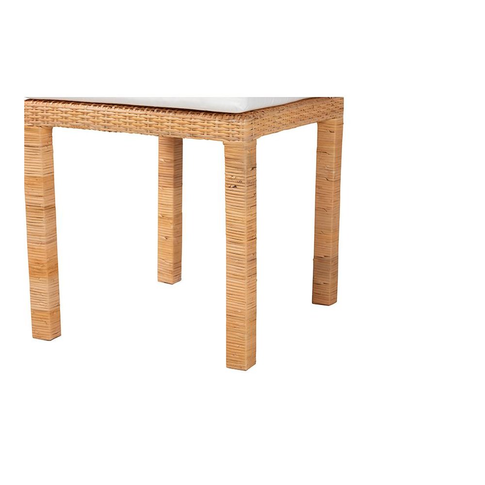 Bohemian Natural Brown Rattan and Mahogany Wood 2-Piece Dining Chair Set. Picture 5