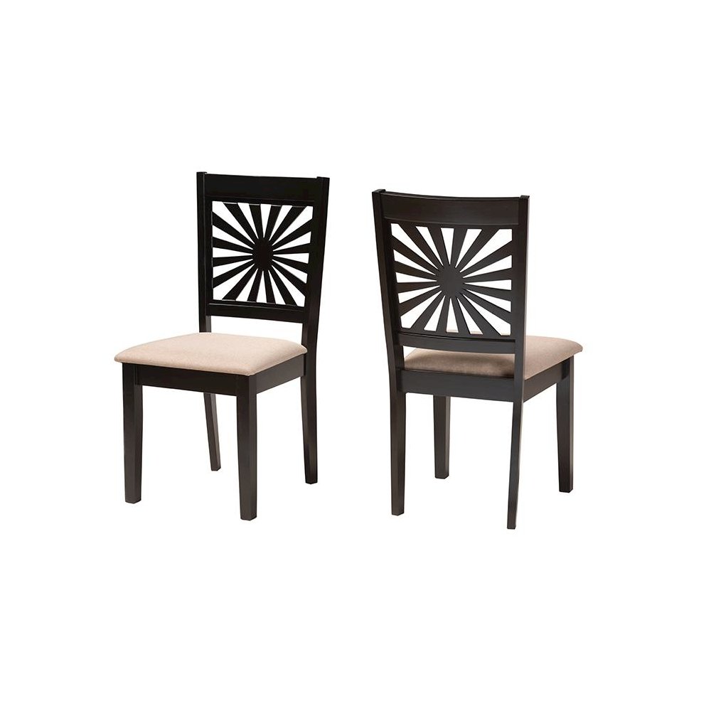 Olympia Modern Beige Fabric and Espresso Brown Finished Wood Dining Chair. Picture 1