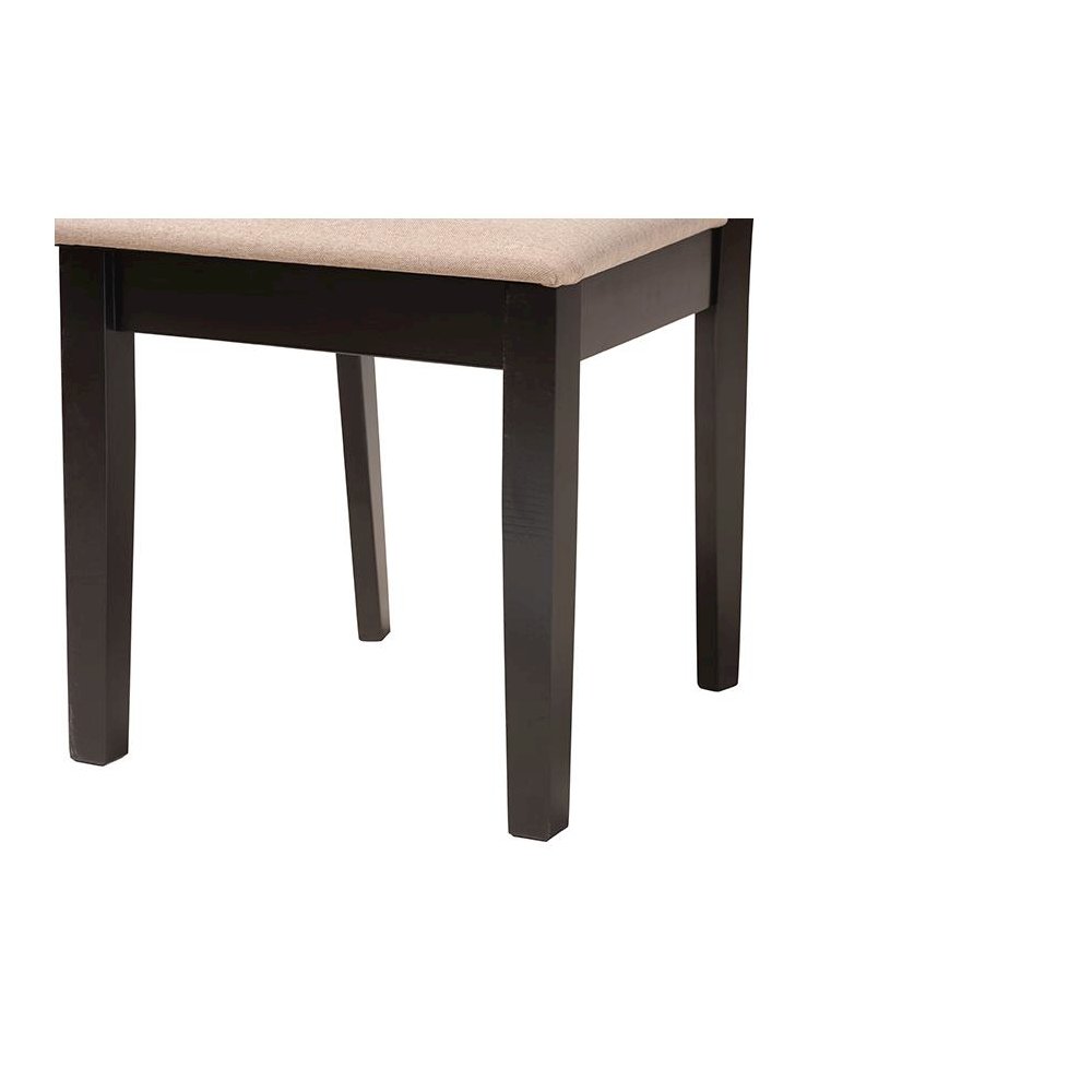 Olympia Modern Beige Fabric and Espresso Brown Finished Wood 6-Piece Dining Set. Picture 7