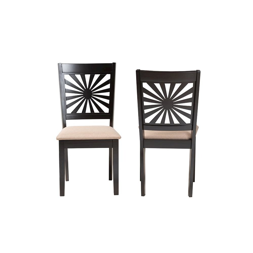 Olympia Modern Beige Fabric and Espresso Brown Finished Wood Dining Chair. Picture 2